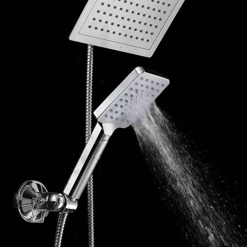Dream Spa Hotel Spa Ultra-Luxury 9" Square Rainfall Shower Head / Handheld Combo. Convenient Push-Button Flow Control for easy one-hand operation. Switch flow settings with same hand! Premium Chrome. - Image 4